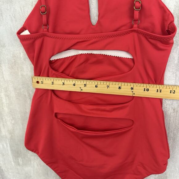Becca by Rebecca Virtue One Piece Swimsuit Sz S Red Cutout Back Non Padded Beach - Picture 15 of 16